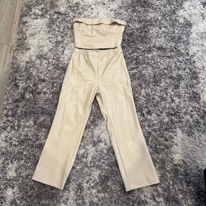 Le Lis Cream Strapless Jumpsuit